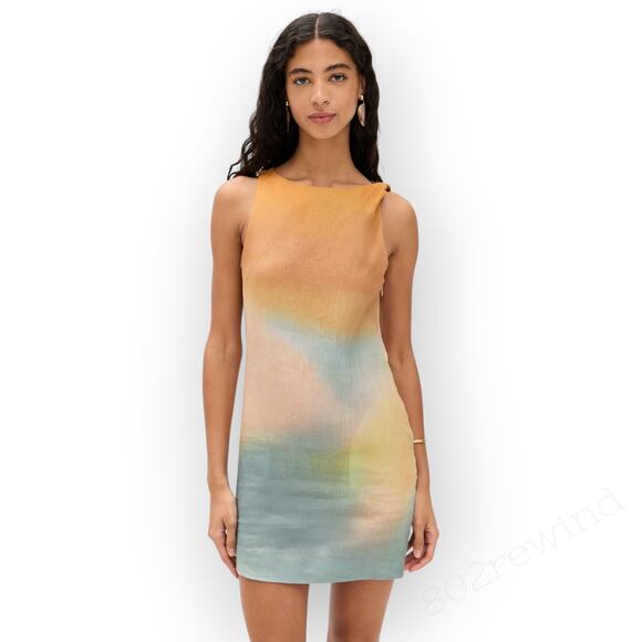STAUD Dresses & Skirts - XL STAUD Boa Ombré Linen Shift Dress Pastel Clouds Mini Tank POCKETS